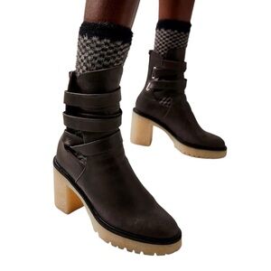 Free People Boots Women’s Size 8 Jesse Cutout Platform Brown Leather